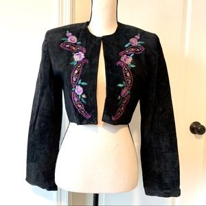 Vintage BAGATELLE Suede Cropped Open Blazer—SZ. 6